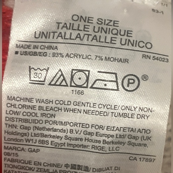 Gap Red and Blue Fair Isle Oversized Chunky Snowflake Acrylic Mohair Scarf - Picture 7 of 9